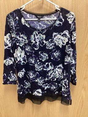 Simply Vera Vera Wang  Floral Layered-Hem Long Sleeve Top